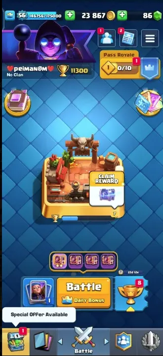 CR501 KT 15 LV56 | 11300 Trophies | 2 Evolutions | 56 Max Level Cards | 10 Elite Level 15 Cards | 120/121 Cards | 87 Emotes | 150 Gems